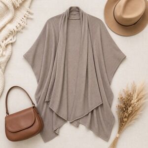 +BERYLL Cashmere Blend Cardigan Womens O/S Gray Open Front Draped Shawl Wrap USA